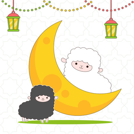 Festival of sacrificed-Al-Adha. Eid Mubarakのイラスト素材