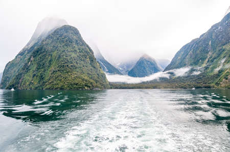 Milford Sound (Piopiotahi) is a famous attraction in the Fiordland National Park, New Zealand's South islandの写真素材