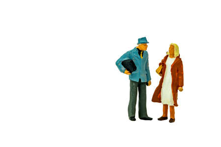 Miniature people office, worker, shopping and traveler concept in variety action on white background...