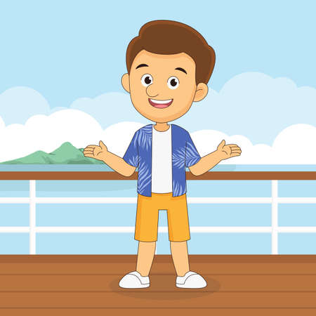 Man go to travel in summer holiday,Holiday in a beachのイラスト素材