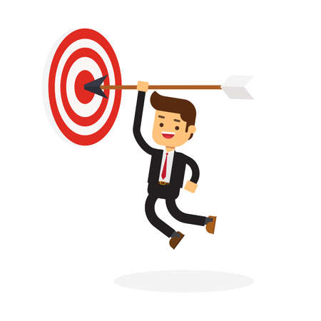 Businessman hanging arrow on targetのイラスト素材