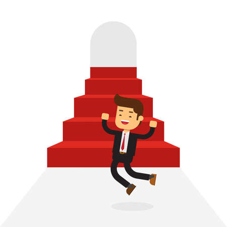Successful businessman climbing stepsのイラスト素材