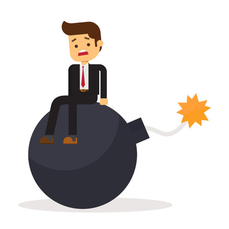Businessman sitting on a bombのイラスト素材