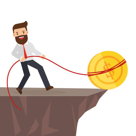 Businessman help baht sign downのイラスト素材