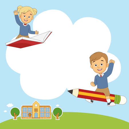 Cartoon children back to school backgroundのイラスト素材
