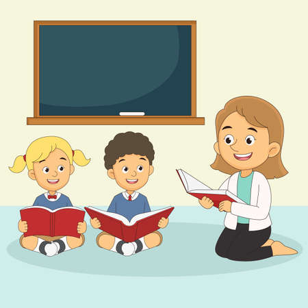 Cartoon children back to school backgroundのイラスト素材