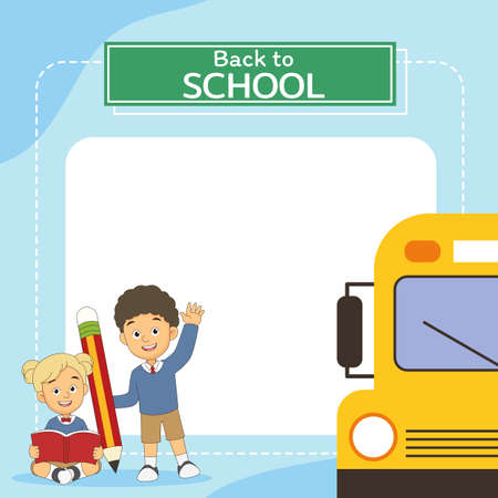 Cartoon children back to school background