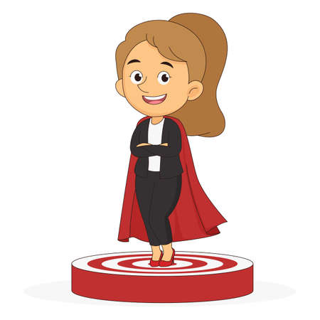 Successful business woman standing on the winner podiumのイラスト素材