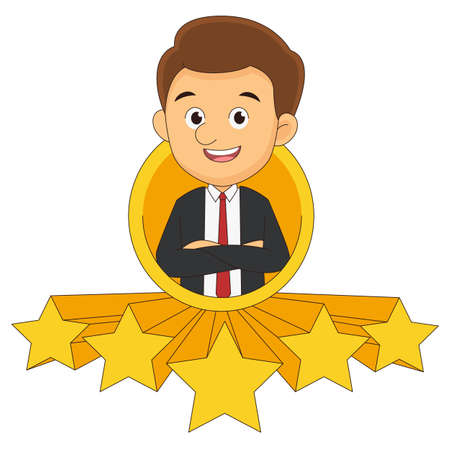 Businessman give a five star to ratingのイラスト素材
