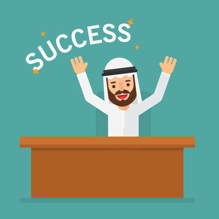 Arab business man success character at office workのイラスト素材