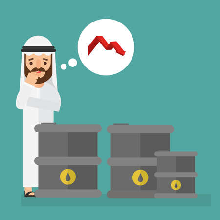 Arabic businessman with oil price dropsのイラスト素材