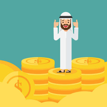 Arabian on the top with moneyのイラスト素材