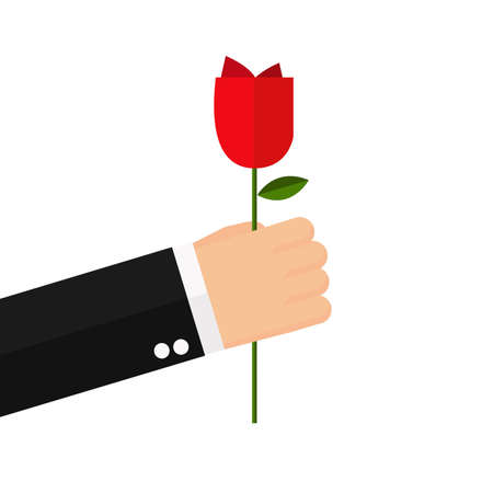 Business Man Hand Hold Rose Flowerのイラスト素材