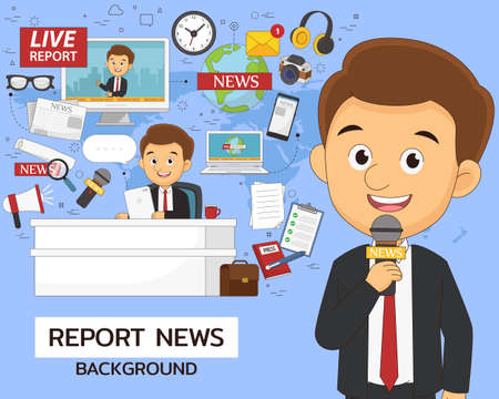 Report news concept background. Flat icons.のイラスト素材