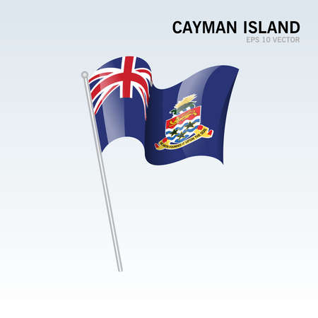 Cayman Islands waving flag isolated on gray backgroundのイラスト素材