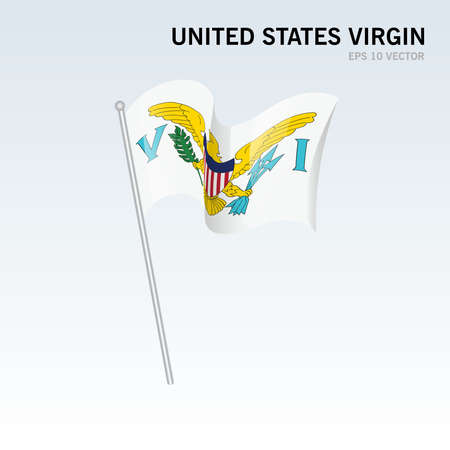 United States Virgin waving flag isolated on gray backgroundのイラスト素材