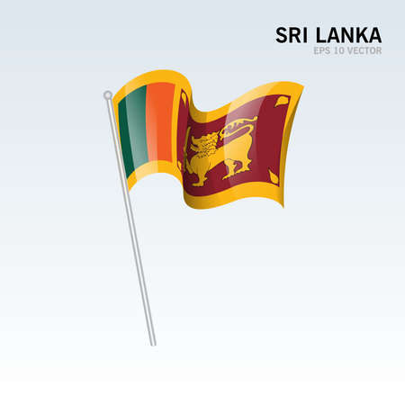 Sri Lanka waving flag isolated on gray backgroundのイラスト素材