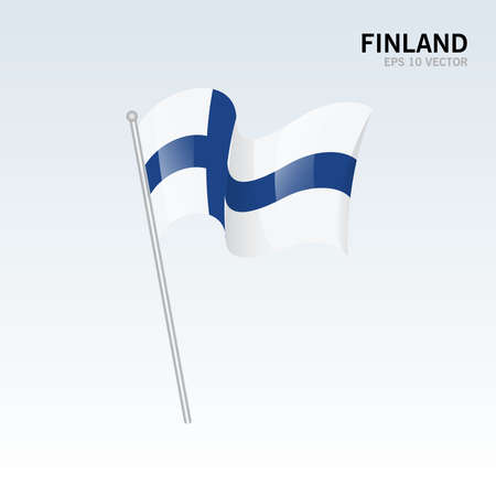 Finland waving flag isolated on gray backgroundのイラスト素材