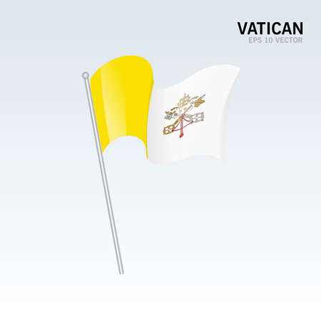 Vatican waving flag isolated on gray backgroundのイラスト素材