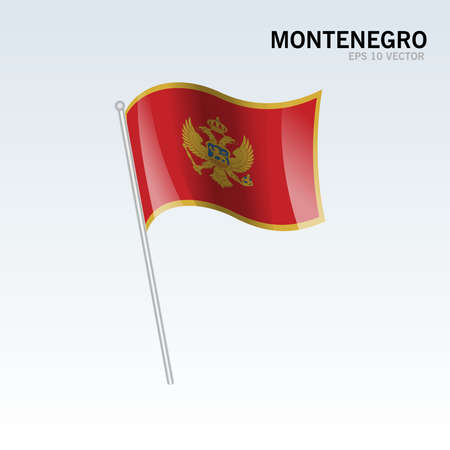 Montenegro waving flag isolated on gray backgroundのイラスト素材