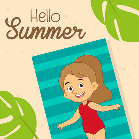 Border design with summer themeのイラスト素材