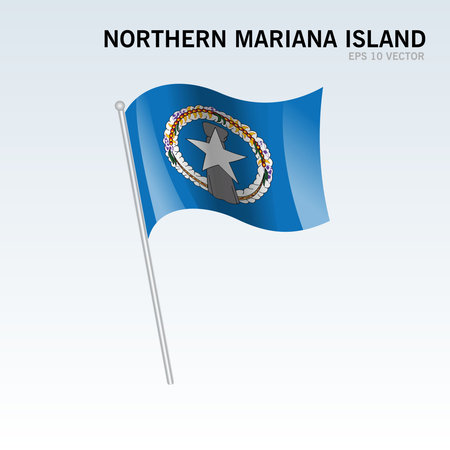 Northern Mariana Island waving flag isolated on gray backgroundのイラスト素材