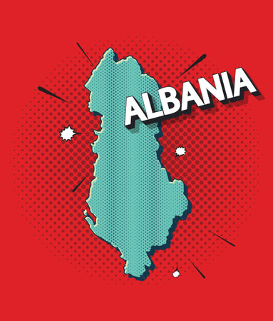 Pop art map of albaniaのイラスト素材
