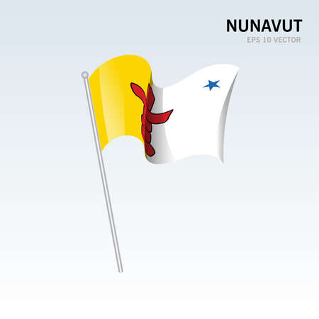 Waving flag of Nunavut provinces of Canada isolated on gray backgroundのイラスト素材