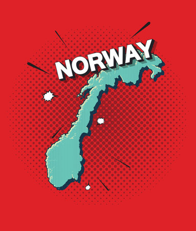 Pop art map of norwayのイラスト素材