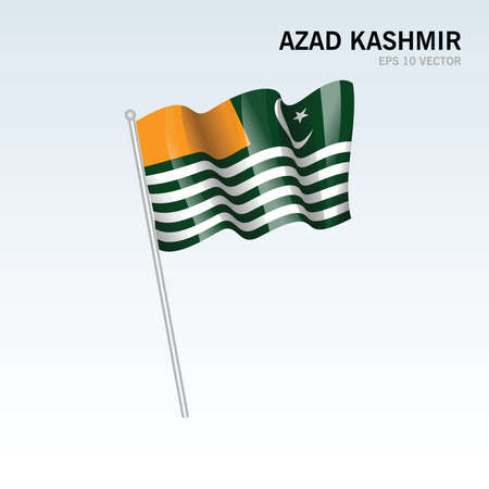 Waving flag of Azad Kashmir provinces, territory, capital territory and autonomous territories of Pakistan isolated on gray backgroundのイラスト素材