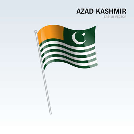 Waving flag of Azad Kashmir provinces, territory, capital territory and autonomous territories of Pakistan isolated on gray backgroundのイラスト素材