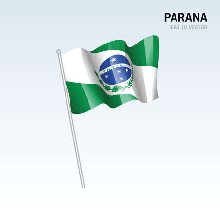 Waving flag of ParanÃ¡ states,federal district of Brazil isolated on gray backgroundのイラスト素材
