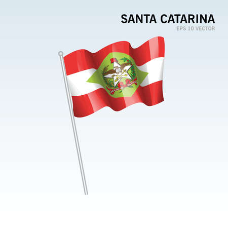 Waving flag of Santa Catarina states,federal district of Brazil isolated on gray backgroundのイラスト素材