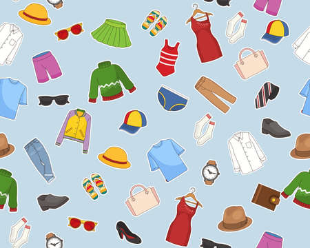 Vector flat seamless texture pattern Clothes.のイラスト素材