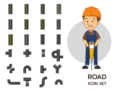 Road concept flat icons.のイラスト素材