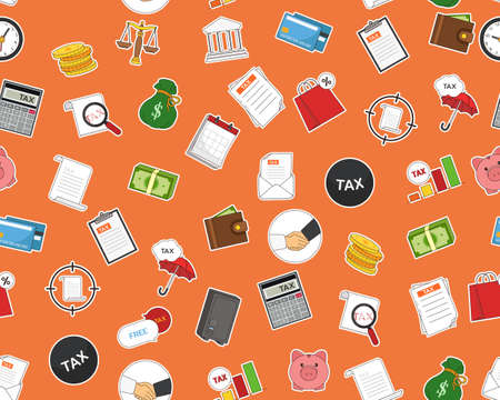 Vector flat seamless texture pattern Tax Finance.のイラスト素材