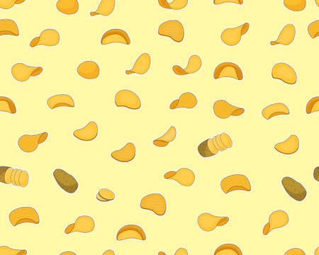 Vector flat seamless texture pattern  Potato chips.のイラスト素材