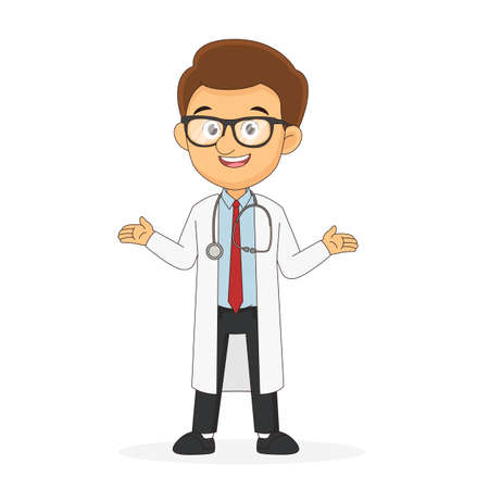 Male Doctor Vector Character with Caseのイラスト素材