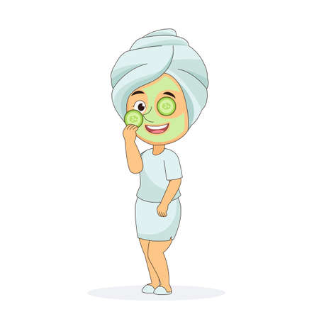 Beautiful young woman relaxing at spa salon faceのイラスト素材