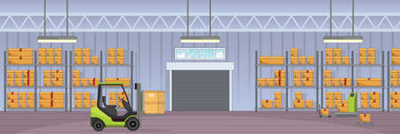 Cute and nice design of warehouse with furniture and interior objects vector designのイラスト素材
