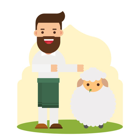 Cartoon muslim celebrating Eid al fitrのイラスト素材