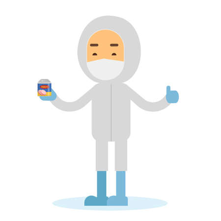 Man Working at factory canned foodのイラスト素材