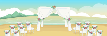 Cute and nice design of Wedding Ceremony and interior objects vector designのイラスト素材