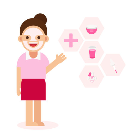 Collagen Skin Care Serum Womanのイラスト素材