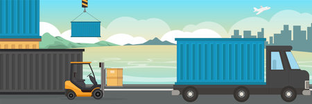 Cute and nice design of Logistics Company and interior objects vector designのイラスト素材