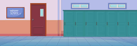 Cute and nice design of School Hallway with furniture and interior objects vector designのイラスト素材