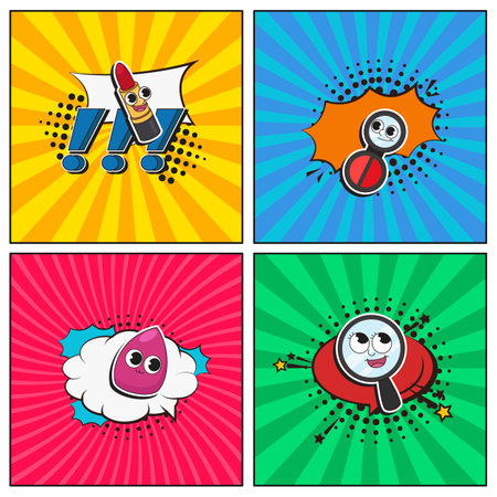 Hand drawn flat trendy cartoon elements collection Make up accessoriesのイラスト素材
