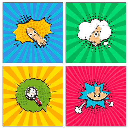 Hand drawn flat trendy cartoon elements collection Allergyのイラスト素材