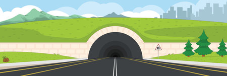 Cute and nice design of Tunnel with furniture and interior objects vector designのイラスト素材
