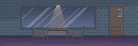 Cute and nice design of Interrogation room with furniture and interior objects vector designのイラスト素材